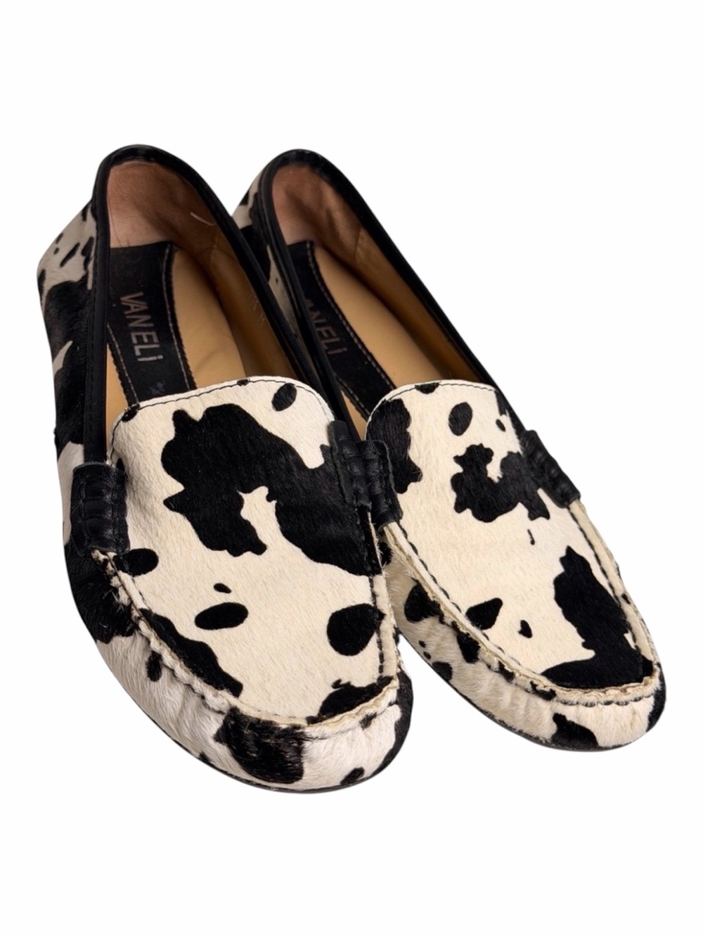 Vaneli Albion Cow Print Calf Hair Driving Moc Loafers Women’s 7.5